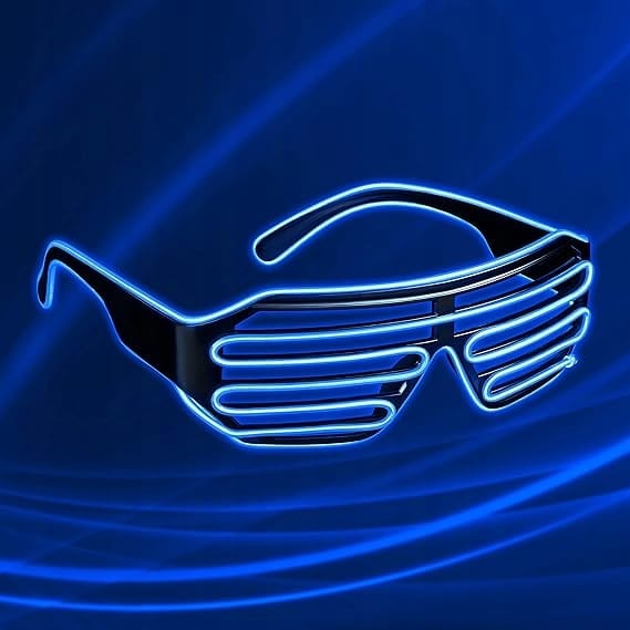 Świecące Okulary Led Żaluzje Imprezowe Disco Blue Neonowe Niebieskie 3tryby