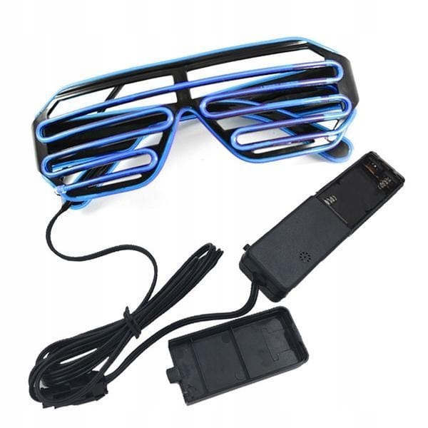 Świecące Okulary Led Żaluzje Imprezowe Disco Blue Neonowe Niebieskie 3tryby