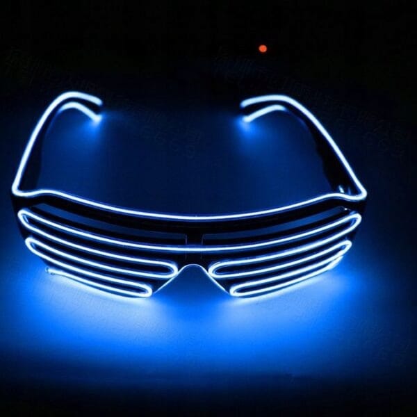 Świecące Okulary Led Żaluzje Imprezowe Disco Blue Neonowe Niebieskie 3tryby