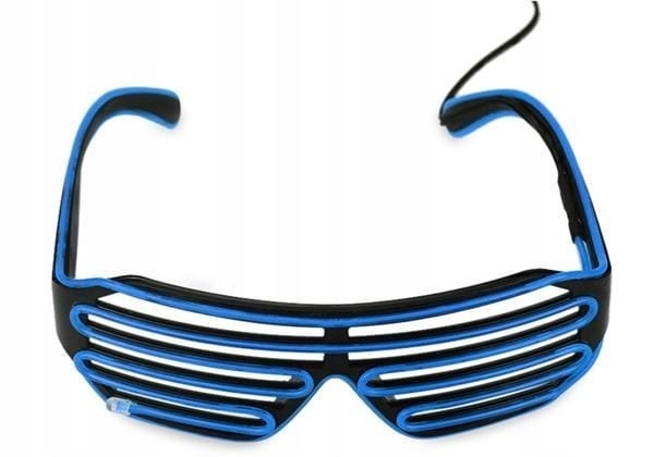 Świecące Okulary Led Żaluzje Imprezowe Disco Blue Neonowe Niebieskie 3tryby