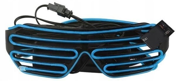 Świecące Okulary Led Żaluzje Imprezowe Disco Blue Neonowe Niebieskie 3tryby