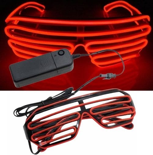 Świecące Okulary Led Żaluzje Imprezowe Disco Orange Neonowe Pomarańcz 3 Try