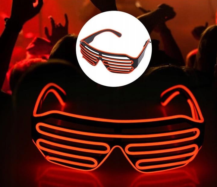 Świecące Okulary Led Żaluzje Imprezowe Disco Orange Neonowe Pomarańcz 3 Try