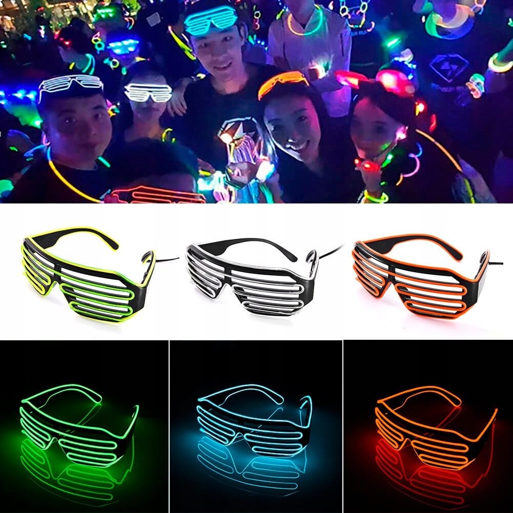 Świecące Okulary Led Żaluzje Imprezowe Disco Orange Neonowe Pomarańcz 3 Try