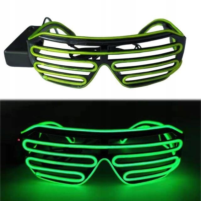Świecące Okulary Led Żaluzje Imprezowe Disco Green Neonowe Zielone 3 Tryby