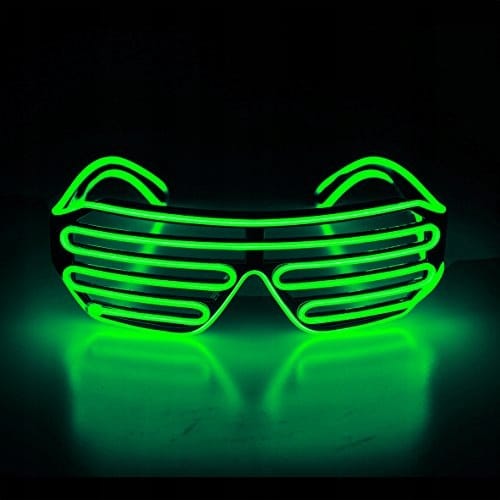 Świecące Okulary Led Żaluzje Imprezowe Disco Green Neonowe Zielone 3 Tryby