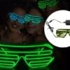 Świecące Okulary Led Żaluzje Imprezowe Disco Green Neonowe Zielone 3 Tryby