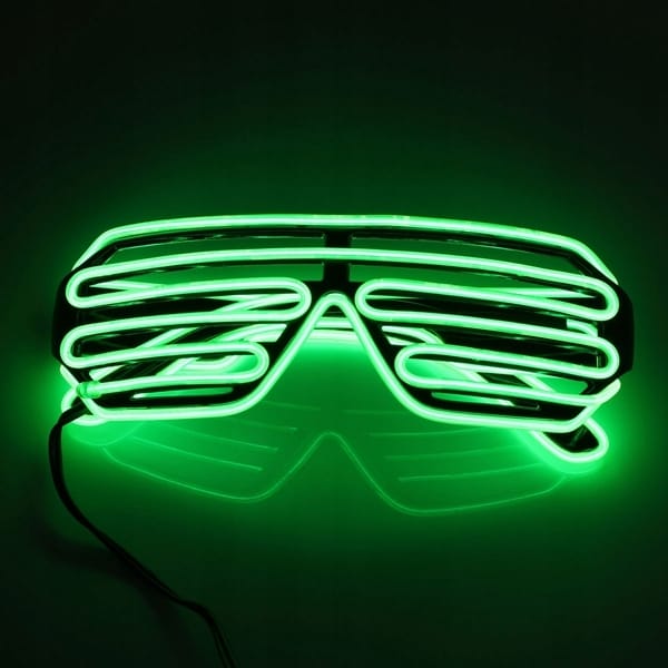 Świecące Okulary Led Żaluzje Imprezowe Disco Green Neonowe Zielone 3 Tryby