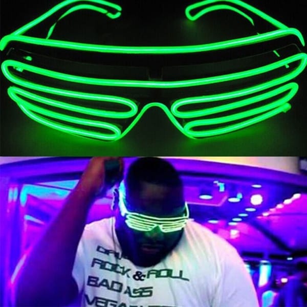 Świecące Okulary Led Żaluzje Imprezowe Disco Green Neonowe Zielone 3 Tryby