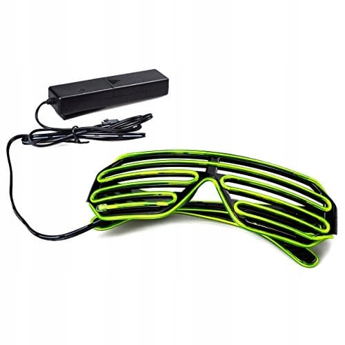 Świecące Okulary Led Żaluzje Imprezowe Disco Green Neonowe Zielone 3 Tryby