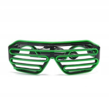 Świecące Okulary Led Żaluzje Imprezowe Disco Green Neonowe Zielone 3 Tryby