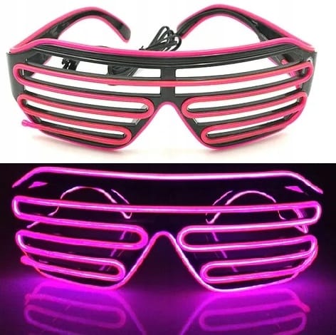 Świecące Okulary Led Żaluzje Imprezowe Disco Purple Neonowe Fiolet 3 Tryby