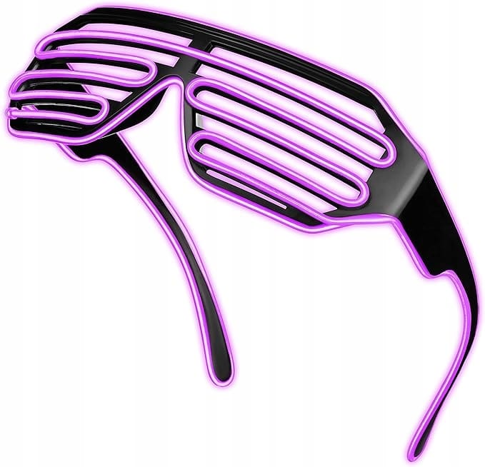 Świecące Okulary Led Żaluzje Imprezowe Disco Purple Neonowe Fiolet 3 Tryby