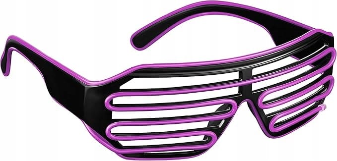 Świecące Okulary Led Żaluzje Imprezowe Disco Purple Neonowe Fiolet 3 Tryby