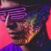 Świecące Okulary Led Żaluzje Imprezowe Disco Purple Neonowe Fiolet 3 Tryby
