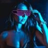 Świecące Okulary Led Żaluzje Imprezowe Disco Purple Neonowe Fiolet 3 Tryby