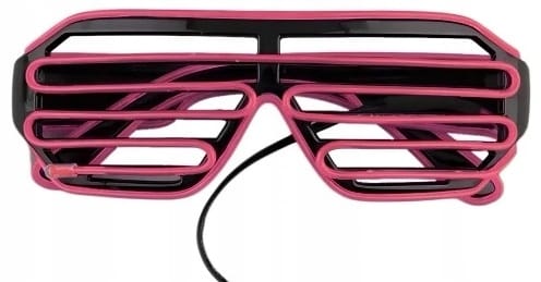 Świecące Okulary Led Żaluzje Imprezowe Disco Purple Neonowe Fiolet 3 Tryby
