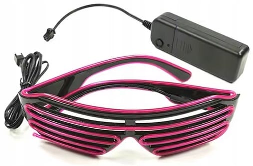 Świecące Okulary Led Żaluzje Imprezowe Disco Purple Neonowe Fiolet 3 Tryby