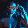 Świecące Okulary Led Żaluzje Imprezowe Disco White Neonowe Białe 3 Tryby