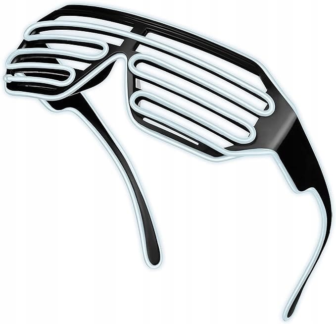 Świecące Okulary Led Żaluzje Imprezowe Disco White Neonowe Białe 3 Tryby