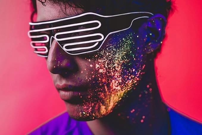 Świecące Okulary Led Żaluzje Imprezowe Disco White Neonowe Białe 3 Tryby