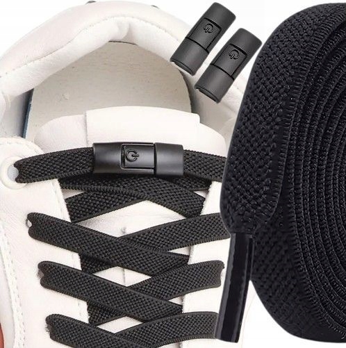 Sznurówki Bez Wiązania Do Butów Sznurowadła Płaskie 100 cm Czarne