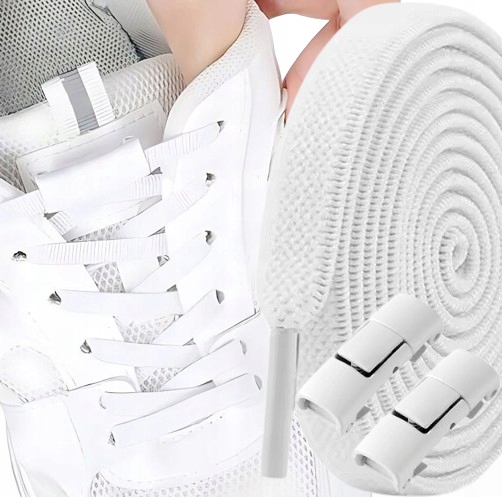 Sznurówki Bez Wiązania Do Butów Sznurowadła Płaskie 100 cm Białe