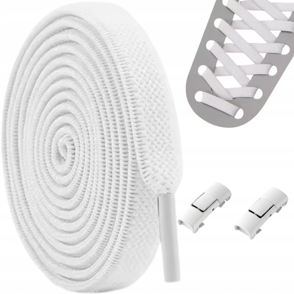 Sznurówki Bez Wiązania Do Butów Sznurowadła Płaskie 100 cm Białe