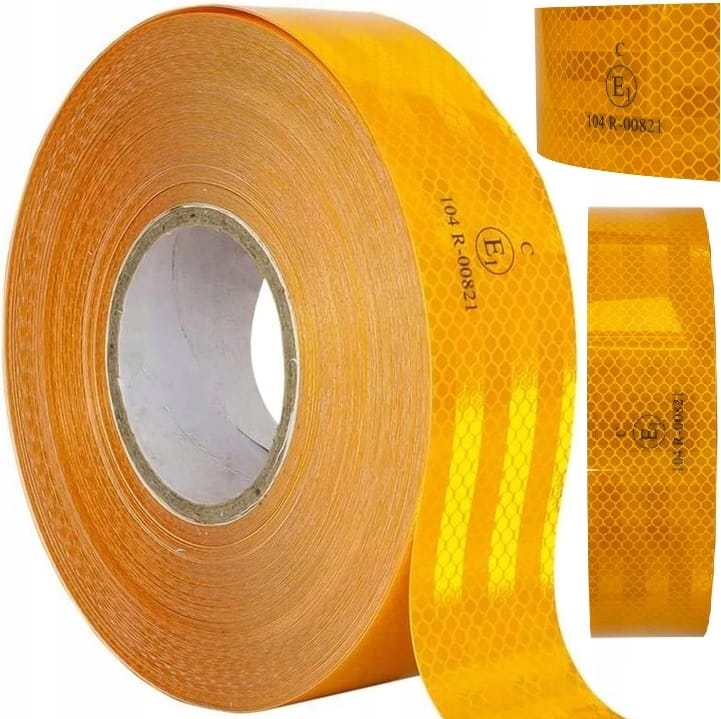 Taśma Odblaskowa Samoprzylepna Rolka 45 Metrów 45m X 5cm Żółta Homologacja