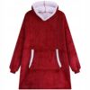 Ciepła Bluza Koc Oversize Kocbluza 2w1 Czerwona Futrzak Xxl Kocobluza