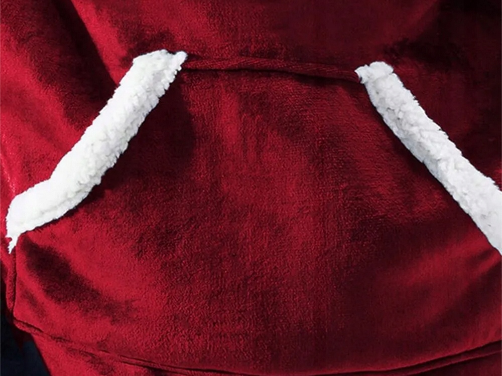 Ciepła Bluza Koc Oversize Kocbluza 2w1 Czerwona Futrzak Xxl Kocobluza