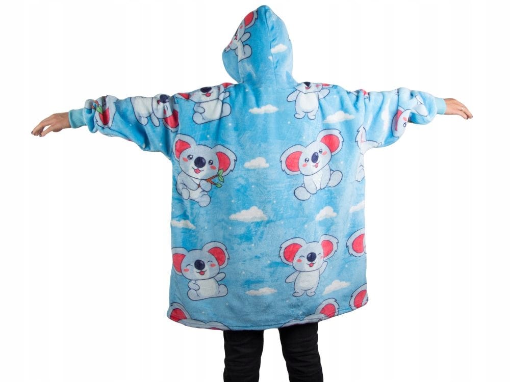 Ciepła Bluza Koc Oversize Gruba Kocobluza Z Kapturem Zimowa Piżama Ciepła