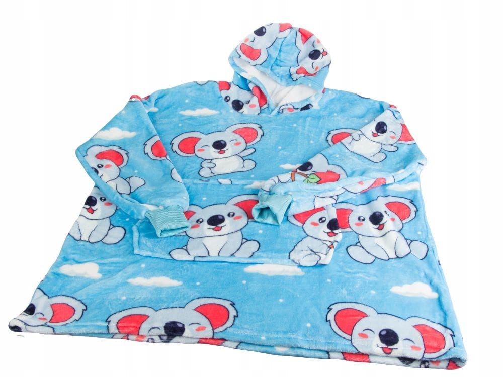 Ciepła Bluza Koc Oversize Gruba Kocobluza Z Kapturem Zimowa Piżama Ciepła