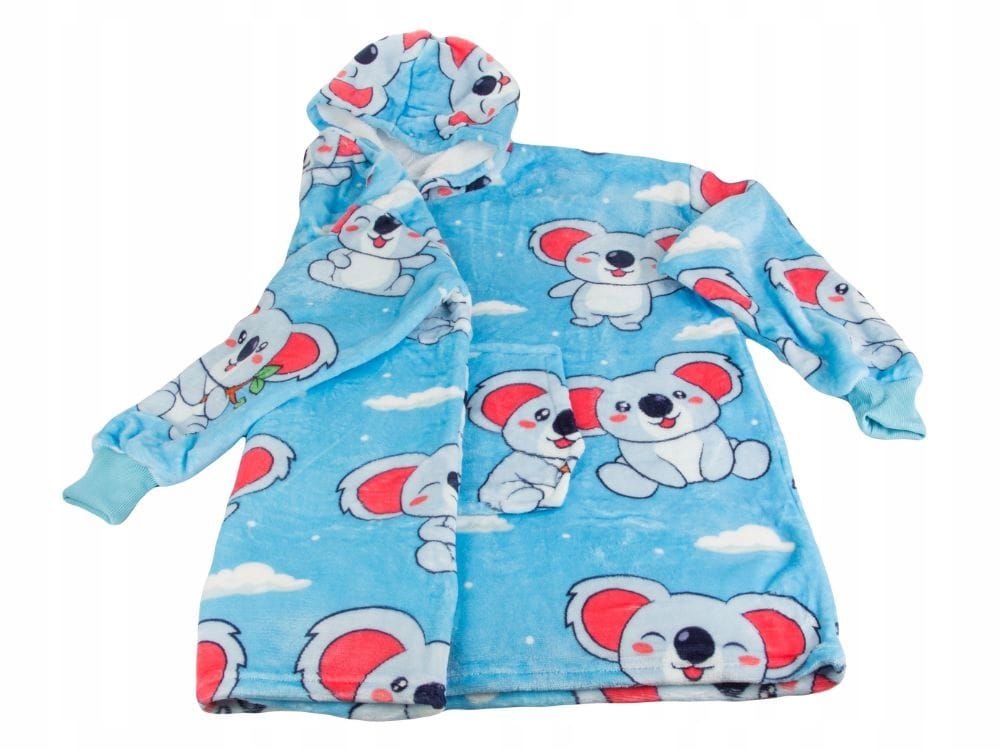 Ciepła Bluza Koc Oversize Gruba Kocobluza Z Kapturem Zimowa Piżama Ciepła