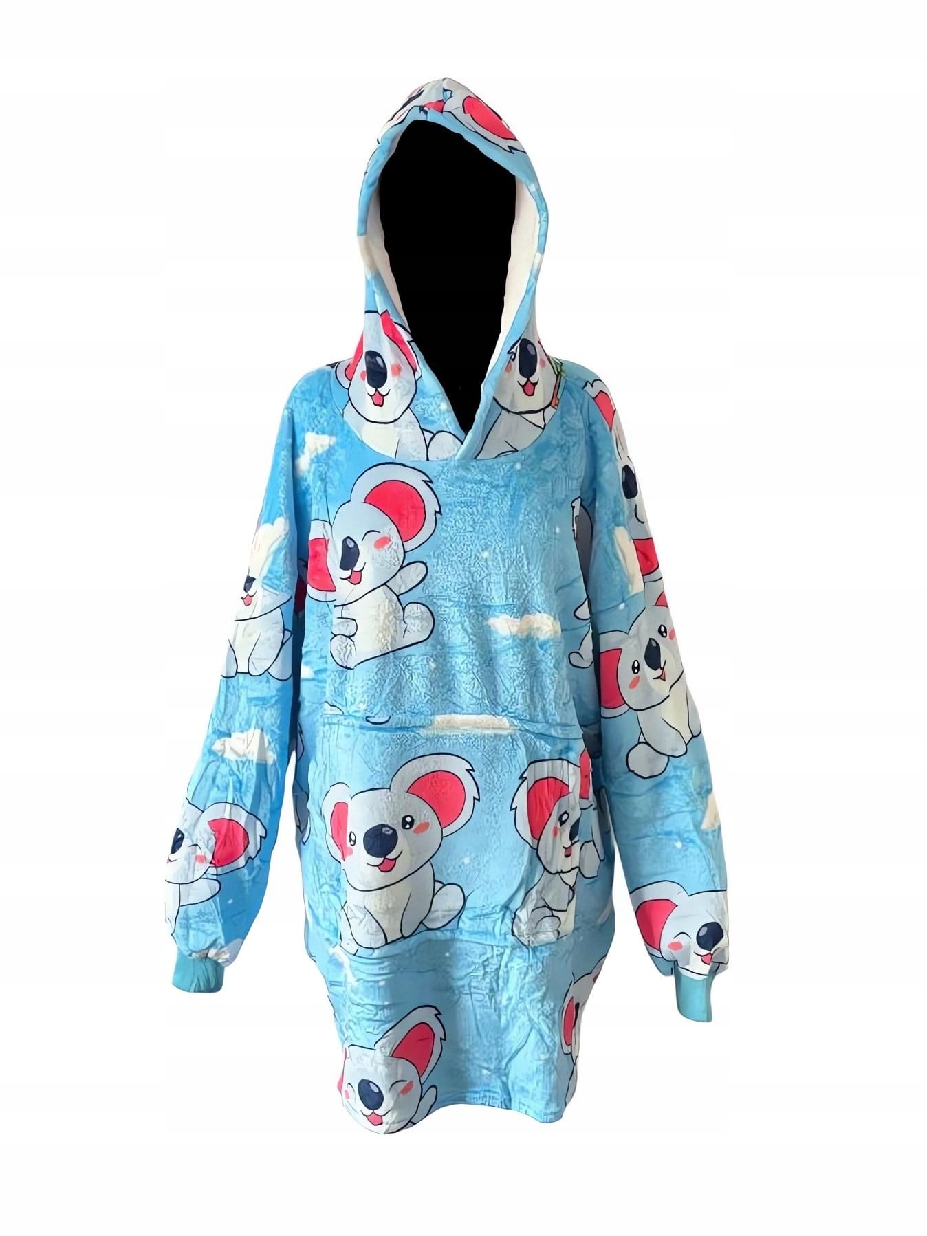 Ciepła Bluza Koc Oversize Gruba Kocobluza Z Kapturem Zimowa Piżama Ciepła