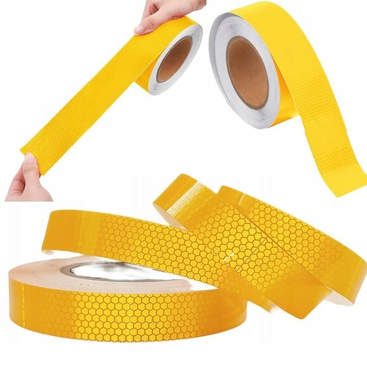 Taśma Odblaskowa Samoprzylepna Rolka 45 Metrów 45m X 5cm Żółta Homologacja