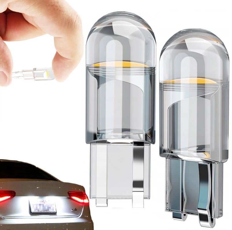 2szt X Żarówka Samochodowa Led W5w Sphere Cob 360' T10 Krystaliczna Do Auta