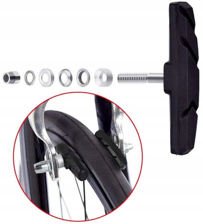 Klocki Hamulcowe Rowerowe V-brake Gumowe Komplet 2szt 70mm Czarne