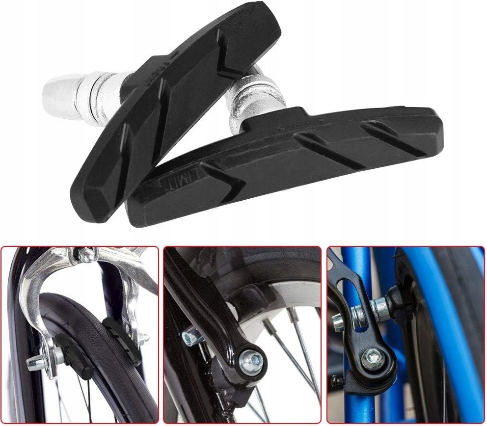 Klocki Hamulcowe Rowerowe V-brake Gumowe Komplet 2szt 70mm Czarne