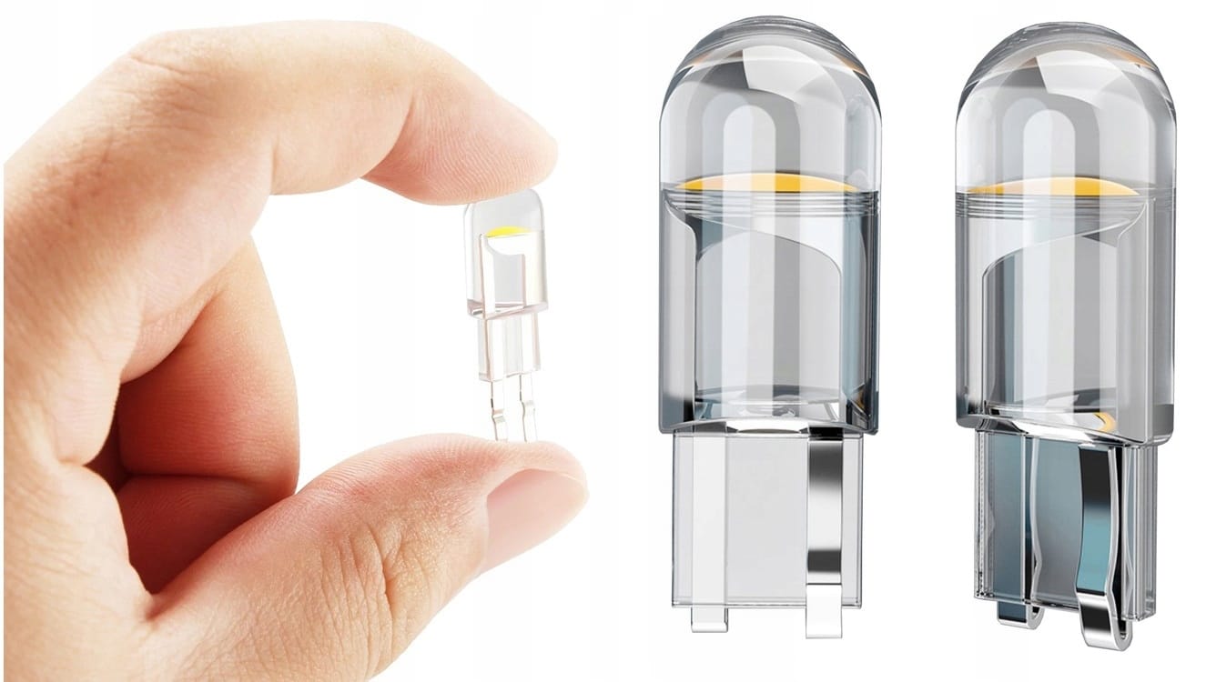 2szt X Żarówka Samochodowa Led W5w Sphere Cob 360' T10 Krystaliczna Do Auta