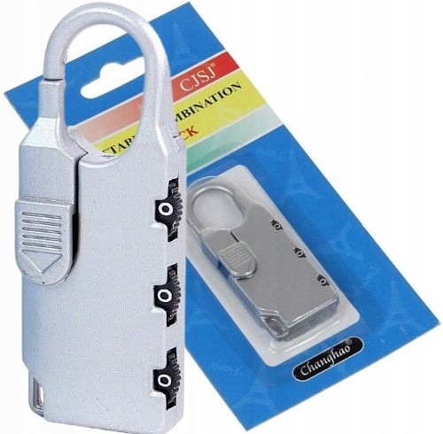 Kłódka Z Szyfrem Do Walizki Bagażu Torby Na Szyfr 999 Srebrna