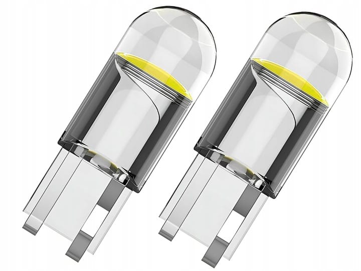 2szt X Żarówka Samochodowa Led W5w Sphere Cob 360' T10 Krystaliczna Do Auta