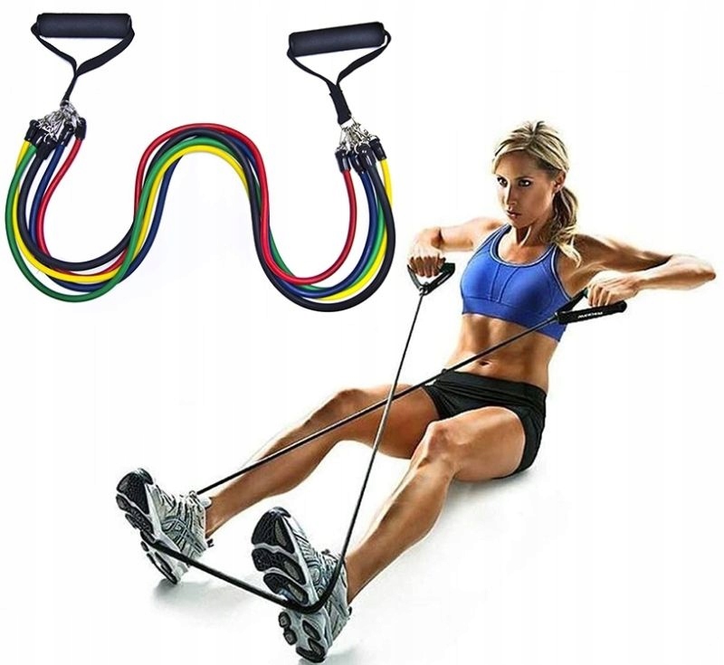 Zestaw Gumy Oporowe Do Ćwiczeń Zestaw 5 szt Gum Fitness Rehabilitacja