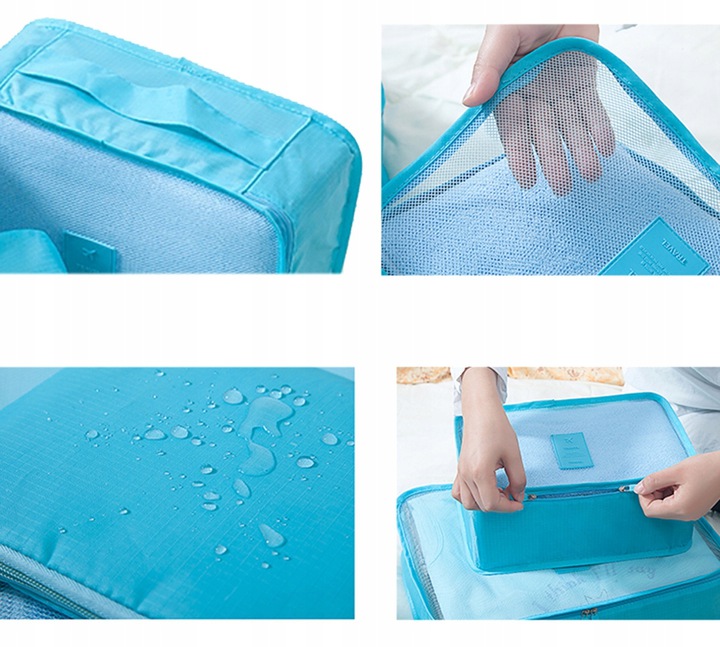 Organizer Zestaw Podróżny Do Bagażu Saszetki 6 Sztuk Niebieskie