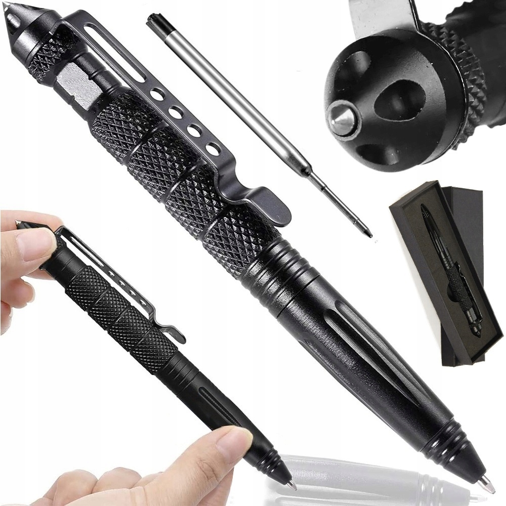 Długopis Wojskowy Taktyczny Do Samoobrony Kubotan Zbijak Do Szyb 2x Wkład