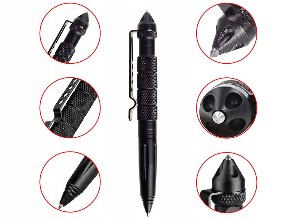 Długopis Wojskowy Taktyczny Do Samoobrony Kubotan Zbijak Do Szyb 2x Wkład