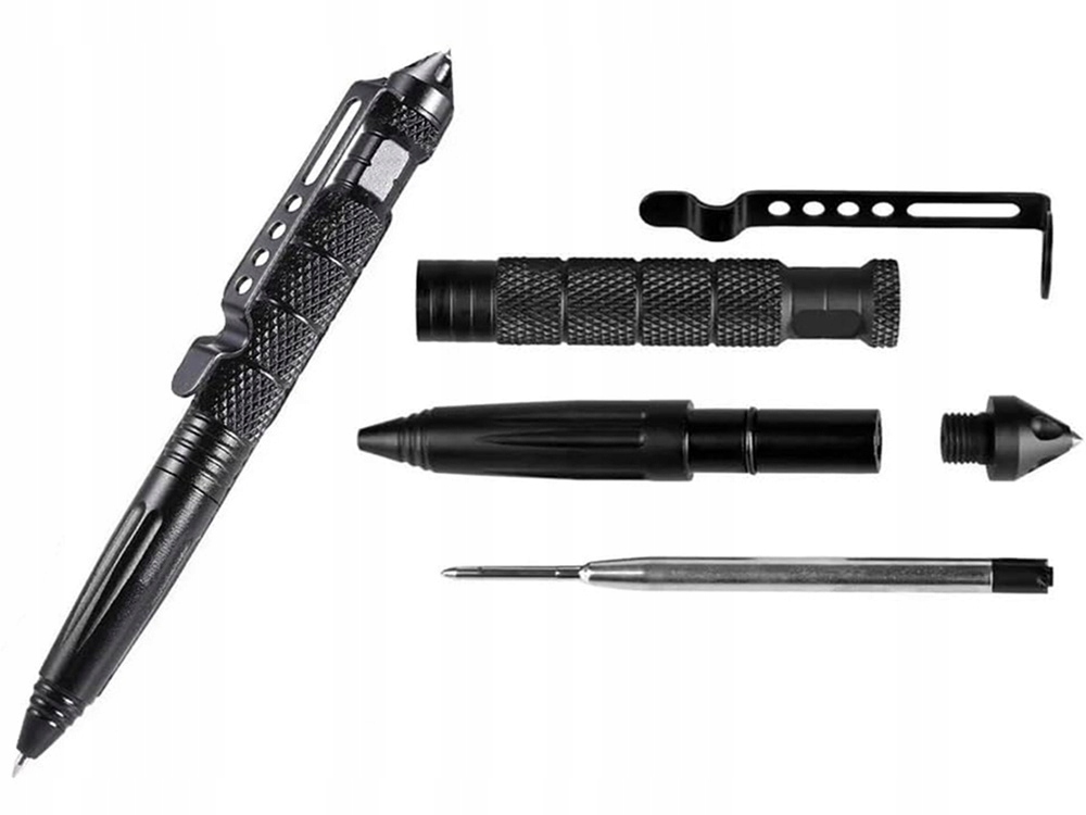 Długopis Wojskowy Taktyczny Do Samoobrony Kubotan Zbijak Do Szyb 2x Wkład