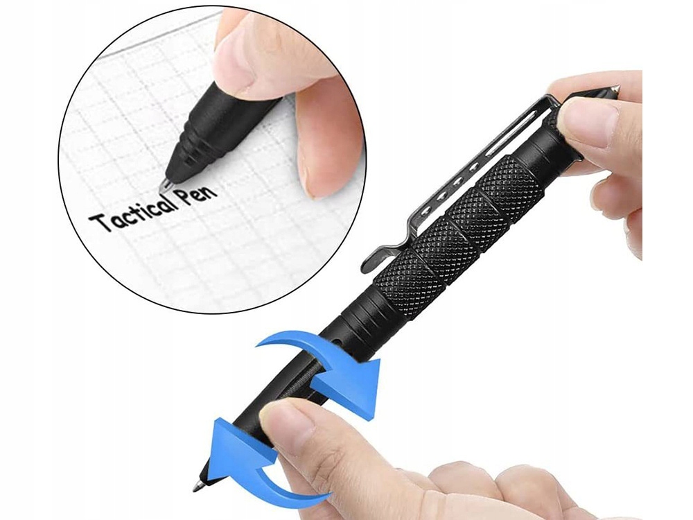 Długopis Wojskowy Taktyczny Do Samoobrony Kubotan Zbijak Do Szyb 2x Wkład