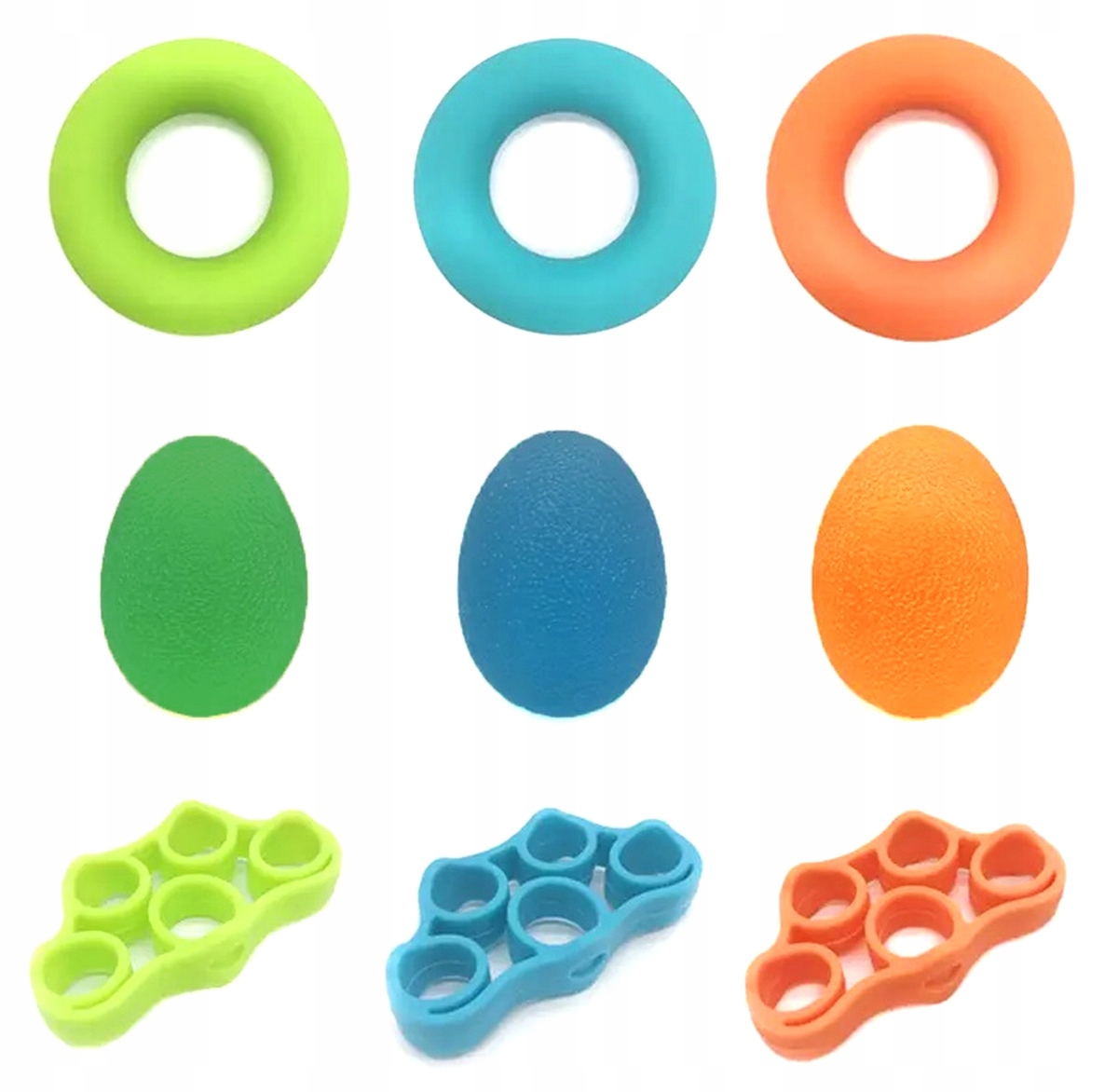 Zestaw Gum Do Rehabilitacji Ćwiczeń Rąk Palców Dłoni Nadgarstka Jajko 9 szt