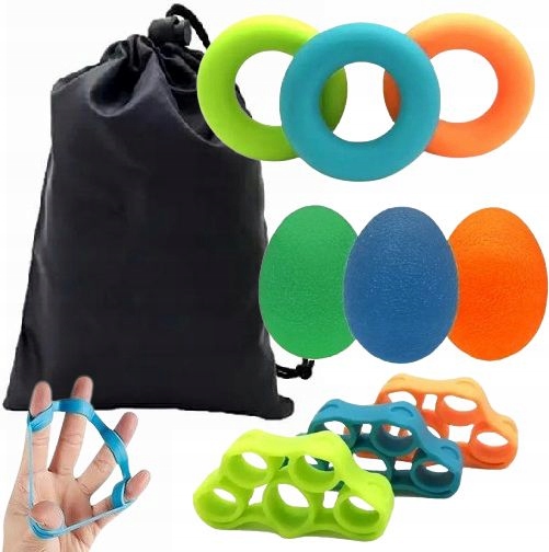 Zestaw Gum Do Rehabilitacji Ćwiczeń Rąk Palców Dłoni Nadgarstka Jajko 9 szt